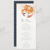 Rust Sand Coastal Crab Nautical Wedding Menu Card Einladung (Vorne/Hinten)