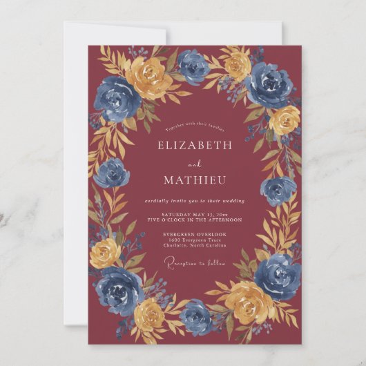Rust-Schiefer-Ranunculus-Eukalyptus-Hochzeit Einladung (Vorderseite)
