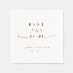 Rust Simple Best Day Ever Calligraphy Wedding Serviette