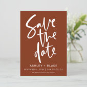 Rust Simple Handgeschriebene Kalligrafie Save the  Date (Stehend Vorderseite)