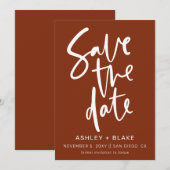 Rust Simple Handgeschriebene Kalligrafie Save the  Date (Vorne/Hinten)