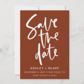 Rust Simple Handgeschriebene Kalligrafie Save the  Save The Date (Vorderseite)