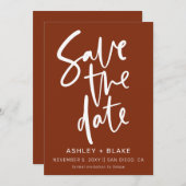 Rust Simple Handgeschriebene Kalligrafie Save the  Save The Date (Vorne/Hinten)
