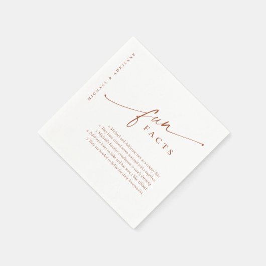 Rust Simple Modern Script Fun Fakten Hochzeit Serviette (Ecke)