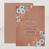Rust Sky Blue Pampas Eukalyptus Hochzeit Einladung (Vorne/Hinten)