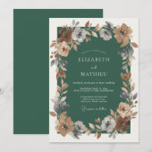 Rust Smaragdgrüner Blatt-Hochzeit Einladung (Vorne/Hinten)