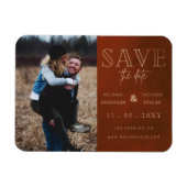 Rust Stylish Handgeschriebenes Foto Save the Date Magnet (Horizontal)