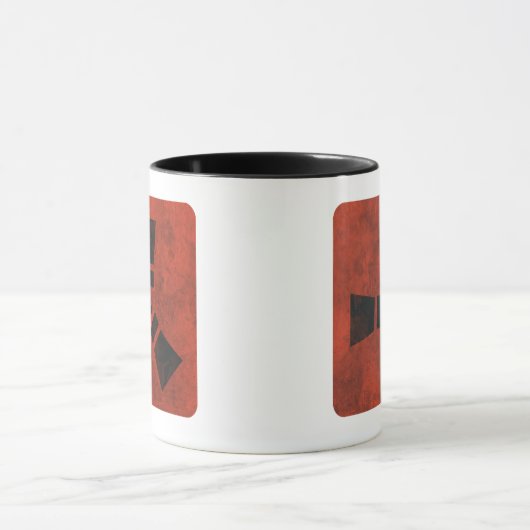 RUST Symbol Black auf Dirty Red Tasse (Zentrum)