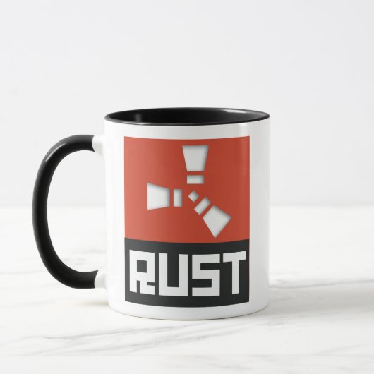 RUST Symbol Clear (auf Red Shadows) Tasse (Links)
