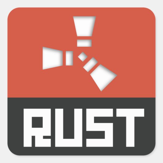 RUST Symbol Clear (rot) Quadratischer Aufkleber (Vorderseite)