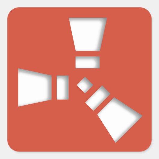 RUST Symbol Red auf Clear Shadowing Quadratischer Aufkleber (Vorderseite)