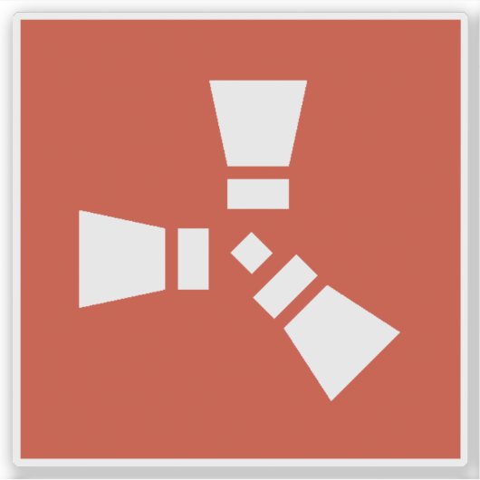 RUST Symbol White auf Rot Aufkleber (Vorderseite)