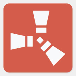 RUST Symbol White auf Rot Quadratischer Aufkleber