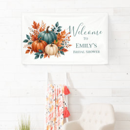 Rust & Teal-Kürbis-Hochzeitsempfangsschild Banner