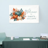 Rust & Teal-Kürbis-Hochzeitsempfangsschild Banner (Messeveranstaltung)