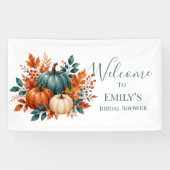 Rust & Teal-Kürbis-Hochzeitsempfangsschild Banner (Horizontal)