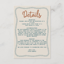 Rust Teal Western Rustic Barn Wedding Details Begleitkarte