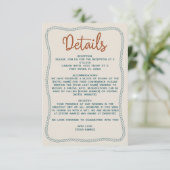 Rust Teal Western Rustic Barn Wedding Details Begleitkarte (Stehend Vorderseite)