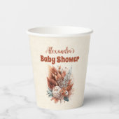 Rust Terracotta Blume Babydusche Pappbecher (Rückseite)