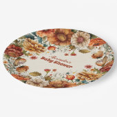 Rust Terracotta Blume Babydusche Pappteller (Schrägansicht)