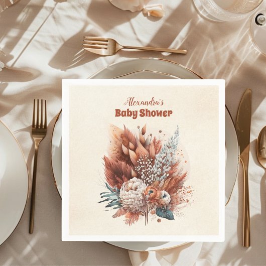Rust Terracotta Blume Babydusche Serviette