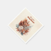 Rust Terracotta Blume Babydusche Serviette (Ecke)