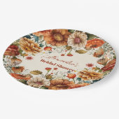 Rust Terracotta Blume Brautparty Pappteller (Schrägansicht)