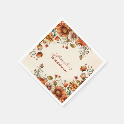 Rust Terracotta Blume Brautparty Serviette (Ecke)