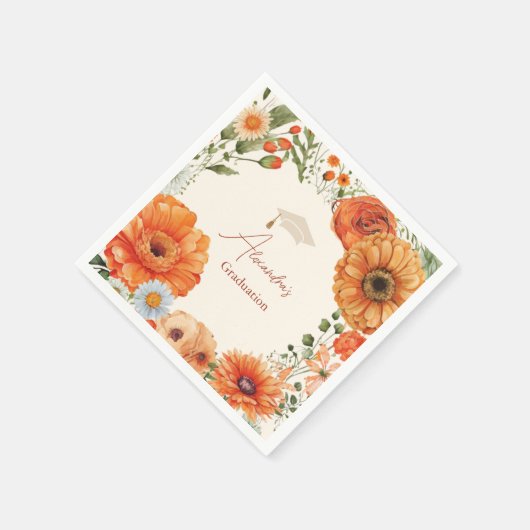 Rust Terracotta Blume Burnt Orange Abschluss Serviette (Ecke)