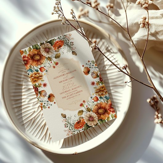 Rust Terracotta Blume Burnt Orange Hochzeit im Her Acryleinladungen