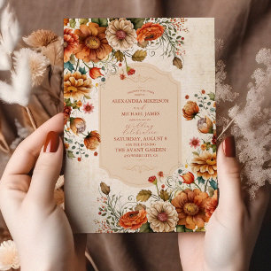 Rust Terracotta Blume Burnt Orange Hochzeit im Her Einladung