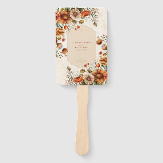 Rust Terracotta Blume Burnt Orange Hochzeit im Her Fächer (Vorderseite)