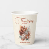 Rust Terracotta Blume Erntedank Abendessen Pappbecher (Rückseite)