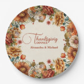 Rust Terracotta Blume Erntedank Abendessen Pappteller (Vorderseite)