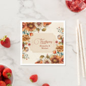 Rust Terracotta Blume Erntedank Abendessen Serviette (Beispiel)