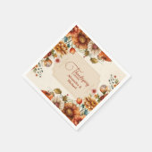 Rust Terracotta Blume Erntedank Abendessen Serviette (Ecke)