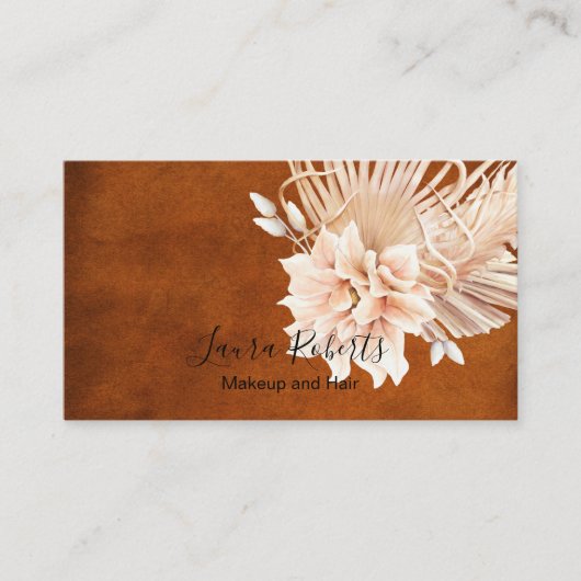 Rust Terracotta Blume und Pampas Grass Business Visitenkarte (Vorderseite)