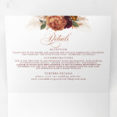 Rust Terracotta Blume und Pampas Grass Wedding Dreifach Gefaltete Einladung (Innen Erste Seite)