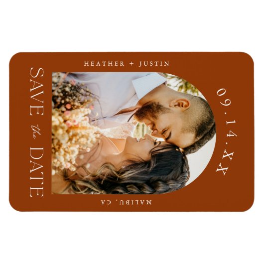 Rust Terracotta Boho Fall Foto Save the Date Magnet (Horizontal)