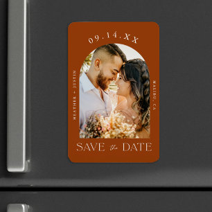 Rust Terracotta Boho Fall Foto Save the Date Magnet
