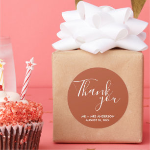 Rust Terracotta Boho Wedding Vielen Dank Runder Aufkleber