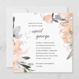 RUST TERRACOTTA BROWN FLORAL BABY SHOWITE EINLADEN DANKESKARTE