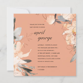 RUST TERRACOTTA BROWN FLORAL BABY SHOWITE EINLADEN DANKESKARTE