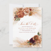 Rust Terracotta Burnt Orange Fall Save the Date Einladung (Vorderseite)