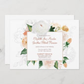 Rust Terracotta Champagne Weiße Blumenzehen Einladung (Vorne/Hinten)