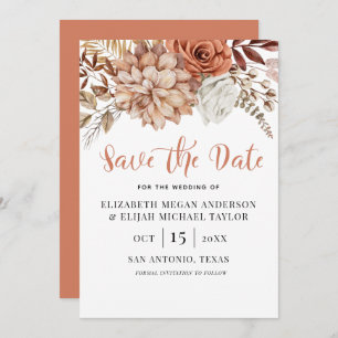 Rust Terracotta Fall Boho Floral Save the Date Einladung
