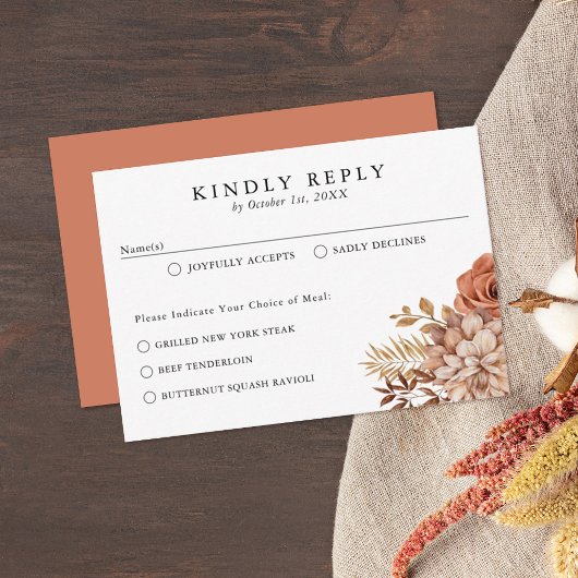 Rust Terracotta Fall Floral RSVP Card Karte