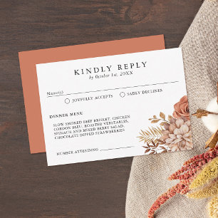 Rust Terracotta Fall Floral RSVP Card Karte