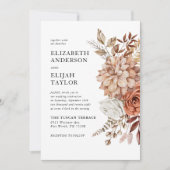 Rust Terracotta Fall Floral Wedge Einladung (Vorderseite)