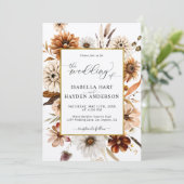 Rust Terracotta fällt alle in einem QR-Code Hochze Einladung (Stehend Vorderseite)